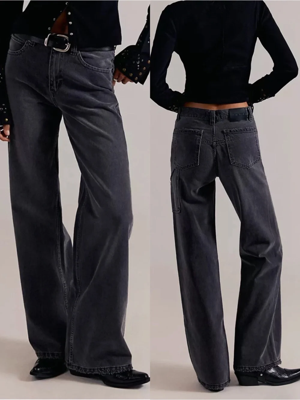 Free People X We The Free Tinsley Baggy High-Rise Jeans Celestial Black
